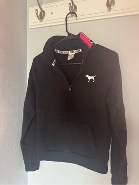 PINK Victoria's Secret Black Quarter-Zip Pullover Sweater